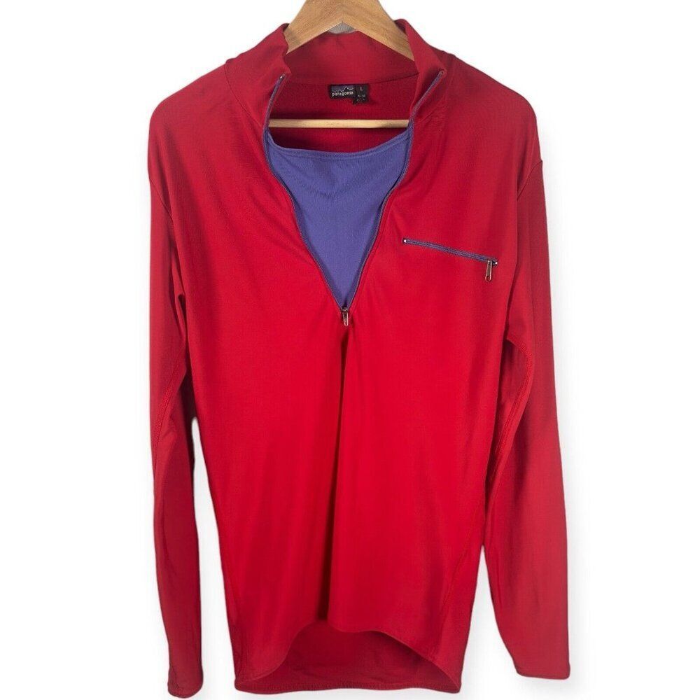 Vintage USA Retro Patagonia Quarter Zip Red And Purple Mens’ Large